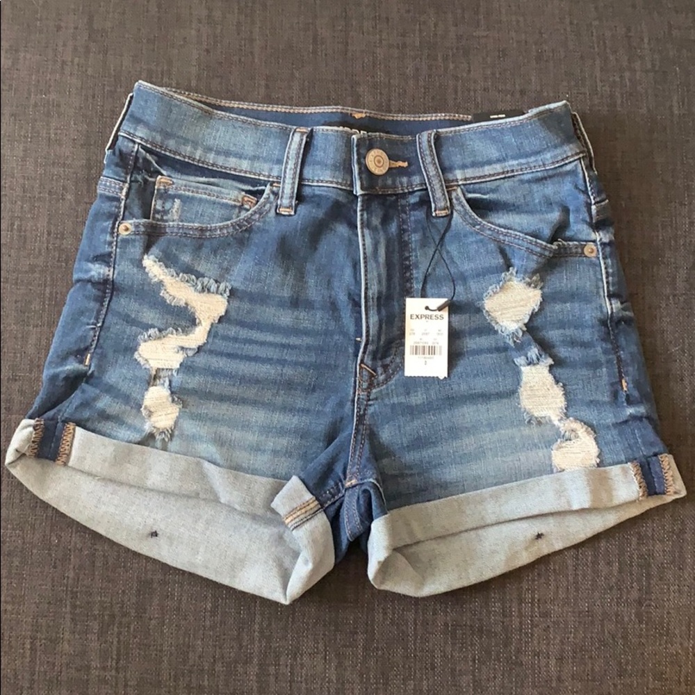 High rise denim shorts